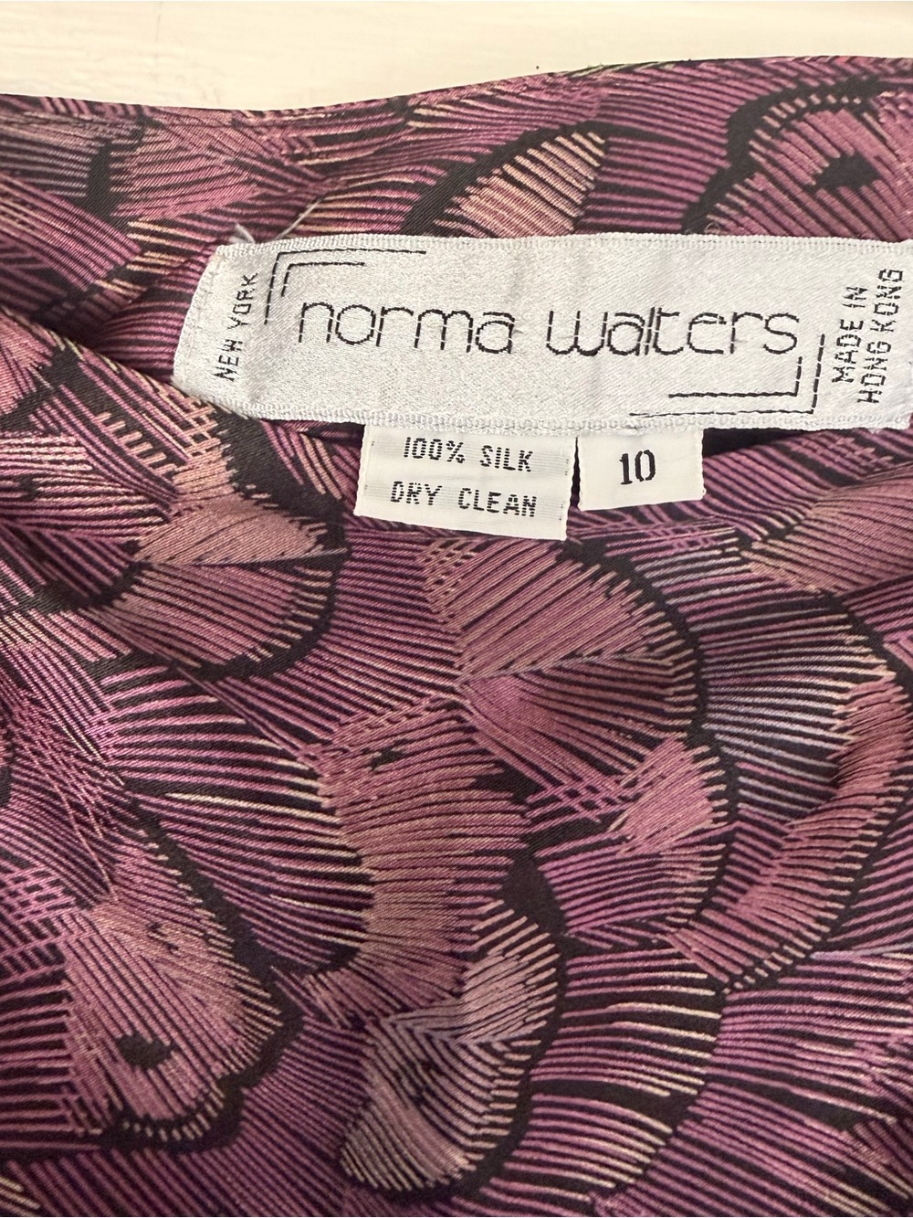 Vintage Norma Walters silk purple feather midi wrap skirt - Picture 6 of 7